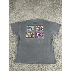 RSQ Keith Haring Shirt Mens Large Gray Graphic Art Tee Dolphin Bird Streetwear